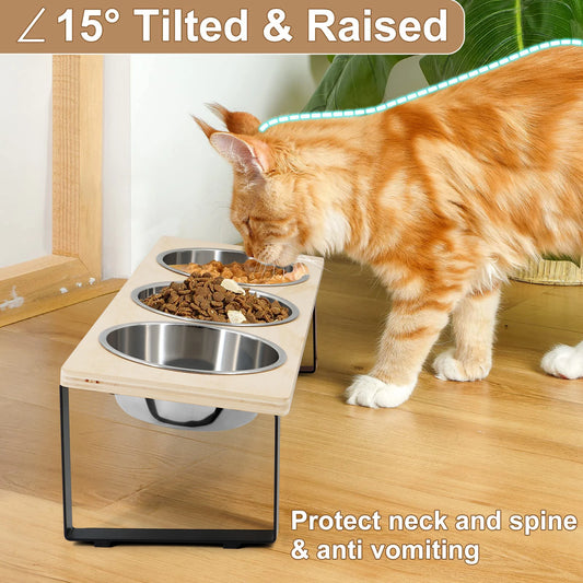 Elevated Cat Bowls Feeder Tilted