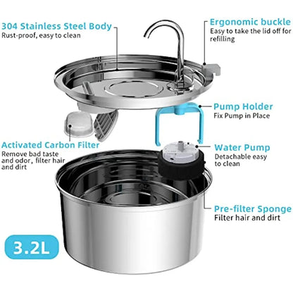 Stainless Steel Pet Water Fountain